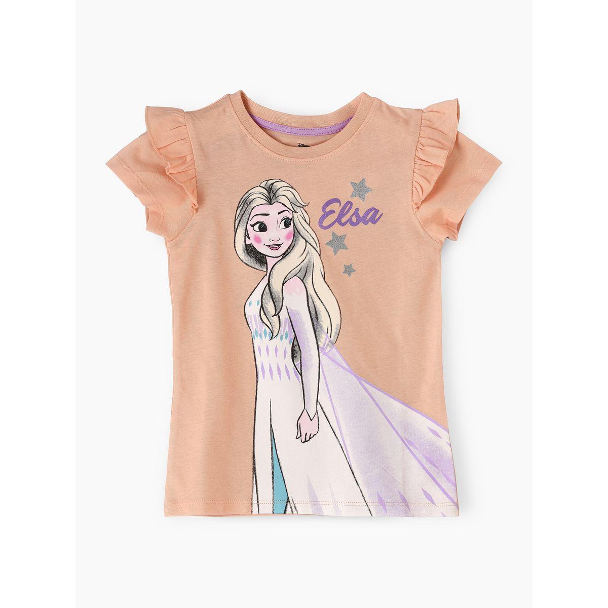 URBAN HAUL X Styli Disney Frozen Print Ruffle Sleeve Top-girls-clothing-tshirts-image-1