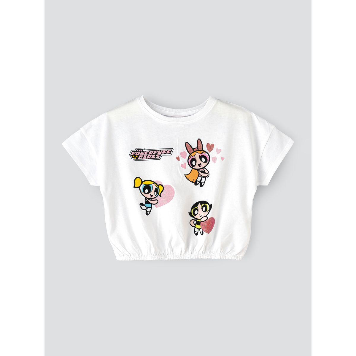 URBAN HAUL X Styli Powerpuff Girl Print Roll-Up Sleeve T-Shirt-girls-clothing-tshirts-image-1
