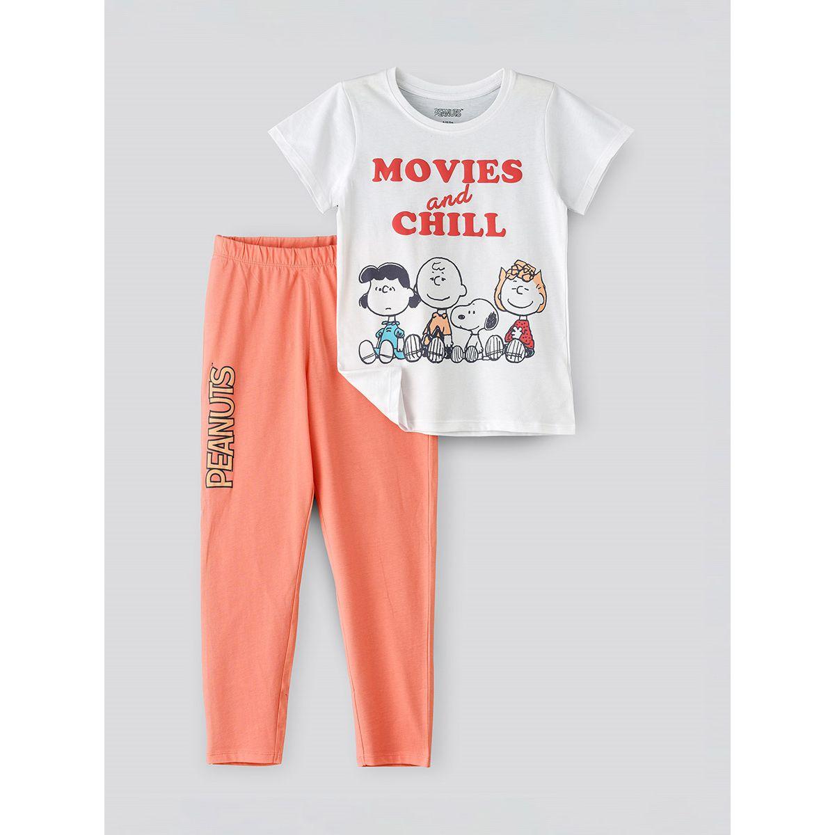URBAN HAUL X Styli Peanuts Snoopy Senior T-Shirt & Pyjama Set-girls-clothing-nightwear-image-1