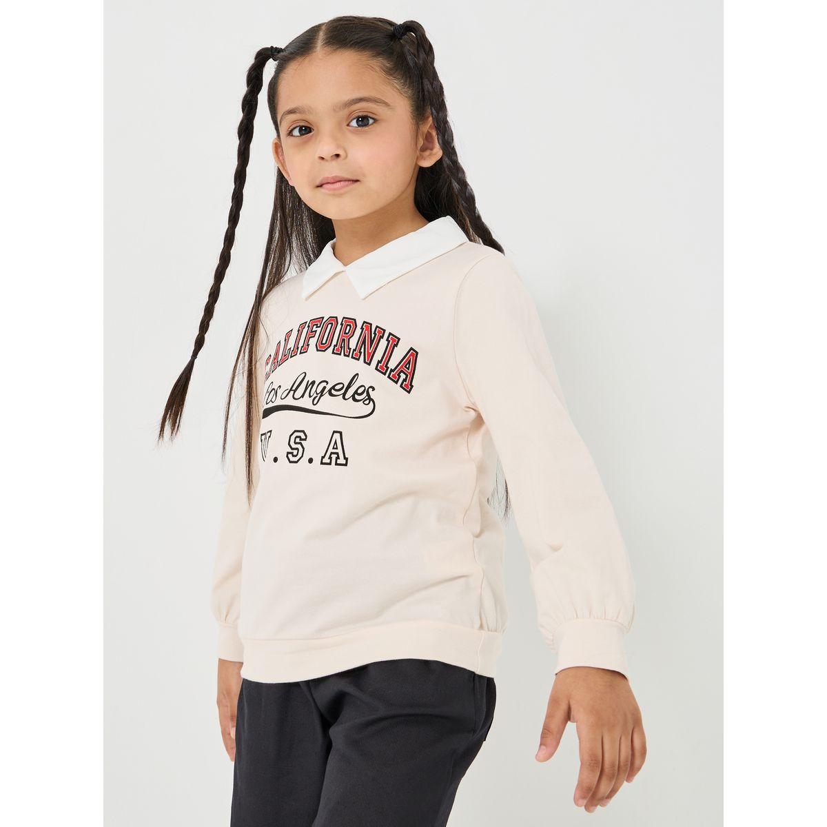 Styli Slogan Print Collar Detail Sweatshirt-baby-girls-clothing-sweatshirts-image-1