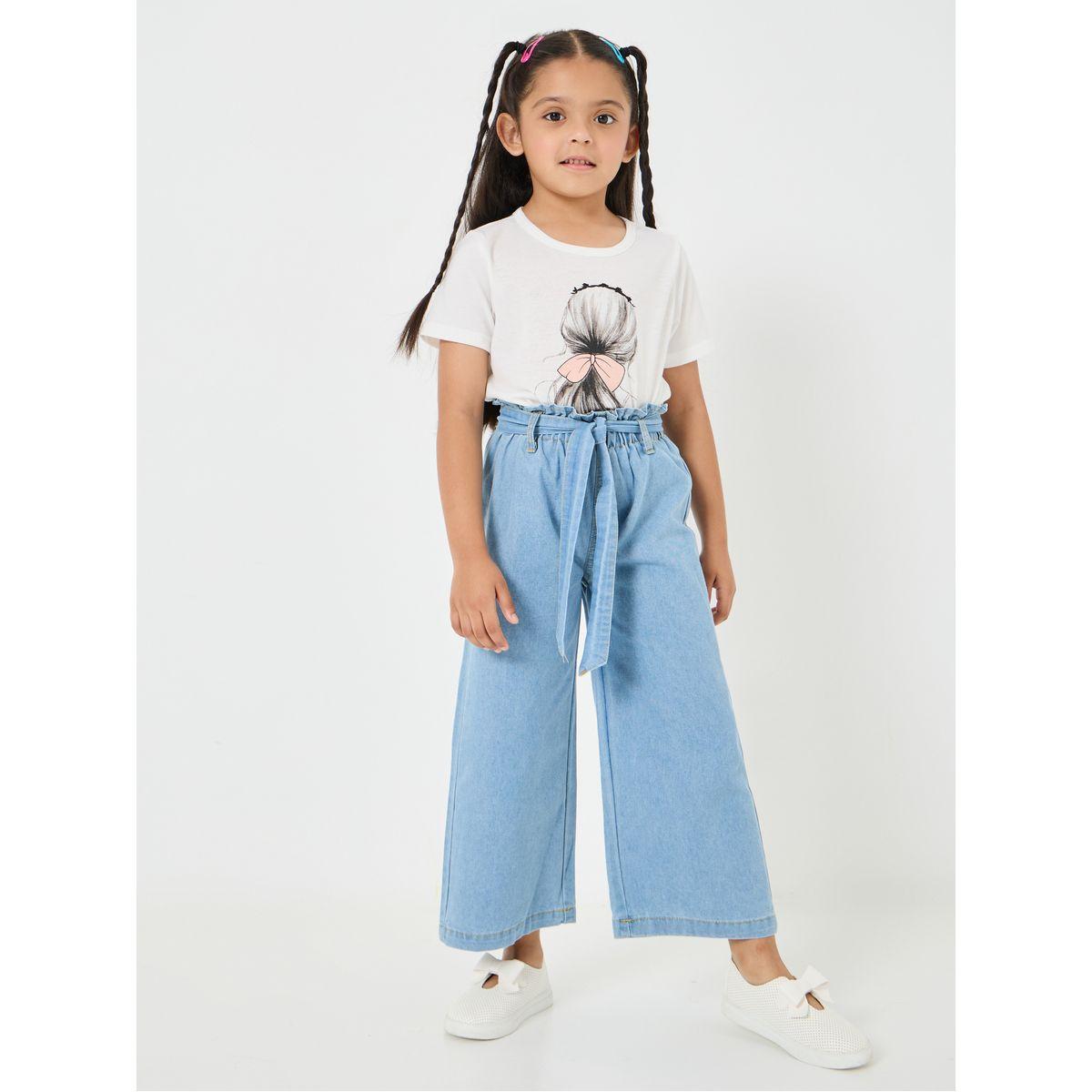 Styli Wide Leg Tie Waist Detail Jeans-girls-clothing-bottoms-jeansandjeggings-image-1