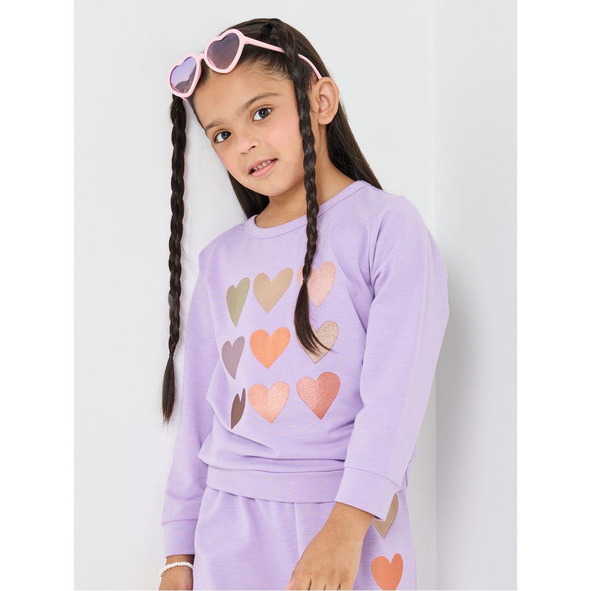 Styli Heart Print Full Sleeve Sweater and Jogger Set-girls-clothing-setsandcoords-image-2