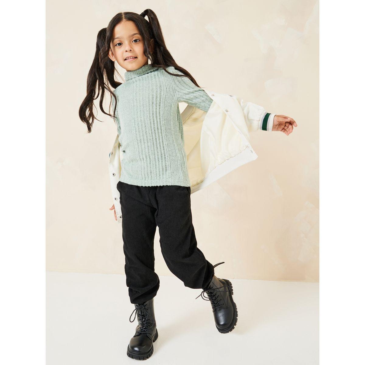 Styli Texture Ribbed Knit Turtle Neck Top-girls-clothing-tshirts-image-1