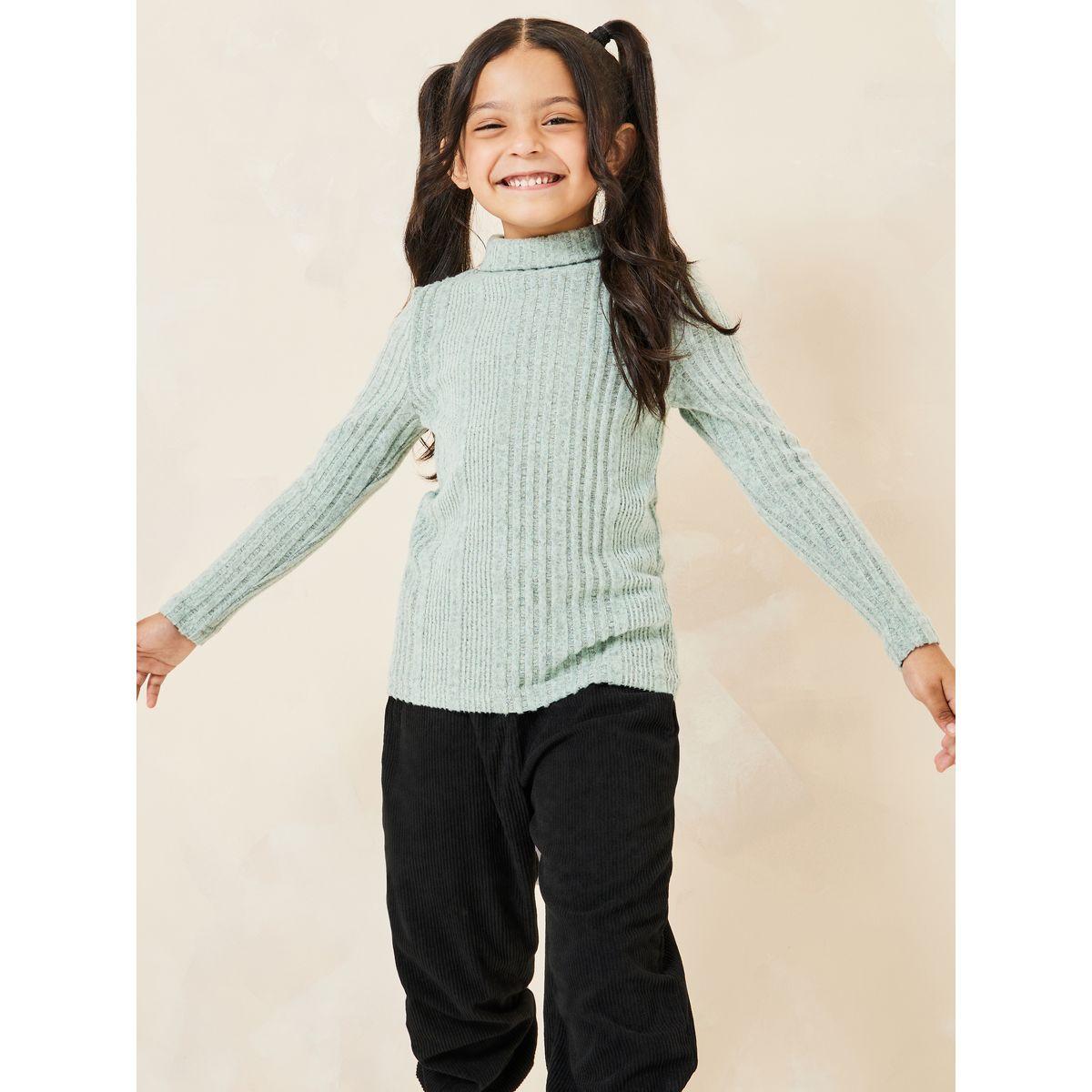 Styli Texture Ribbed Knit Turtle Neck Top-girls-clothing-tshirts-image-3