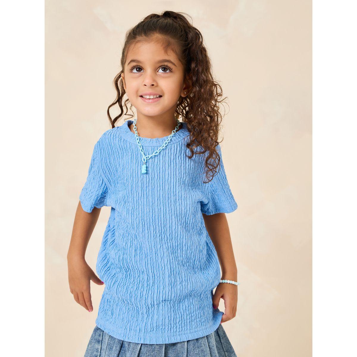 Styli Seersucker Oversized T-Shirt-girls-clothing-tshirts-image-1