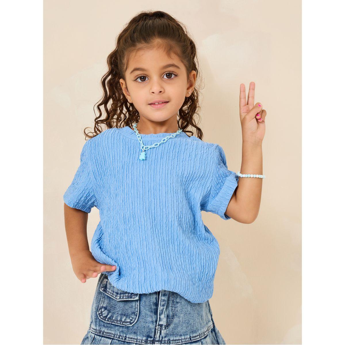 Styli Seersucker Oversized T-Shirt-girls-clothing-tshirts-image-2