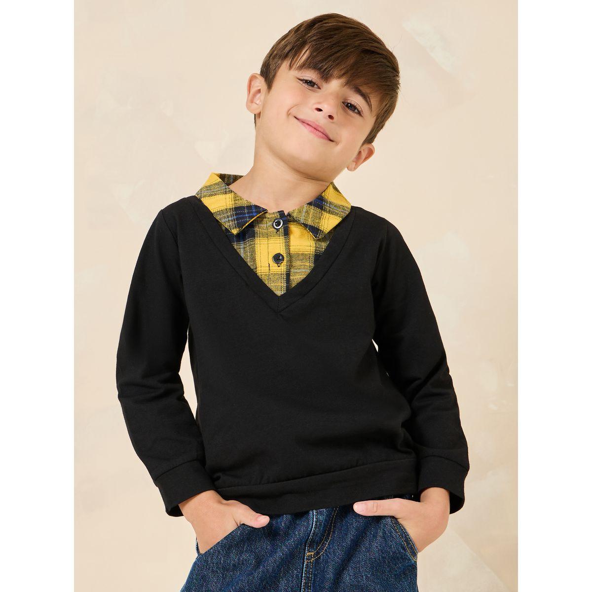 Styli 2in1 Style Checked Insert Top-boys-clothing-shirts-image-1