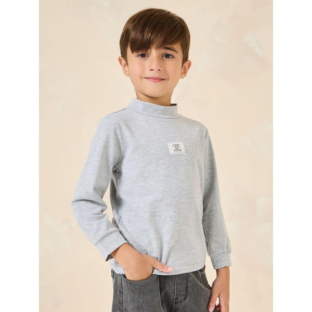 Styli High Neck Badge Detail Top-boys-clothing-tshirtsandpolos-image-1