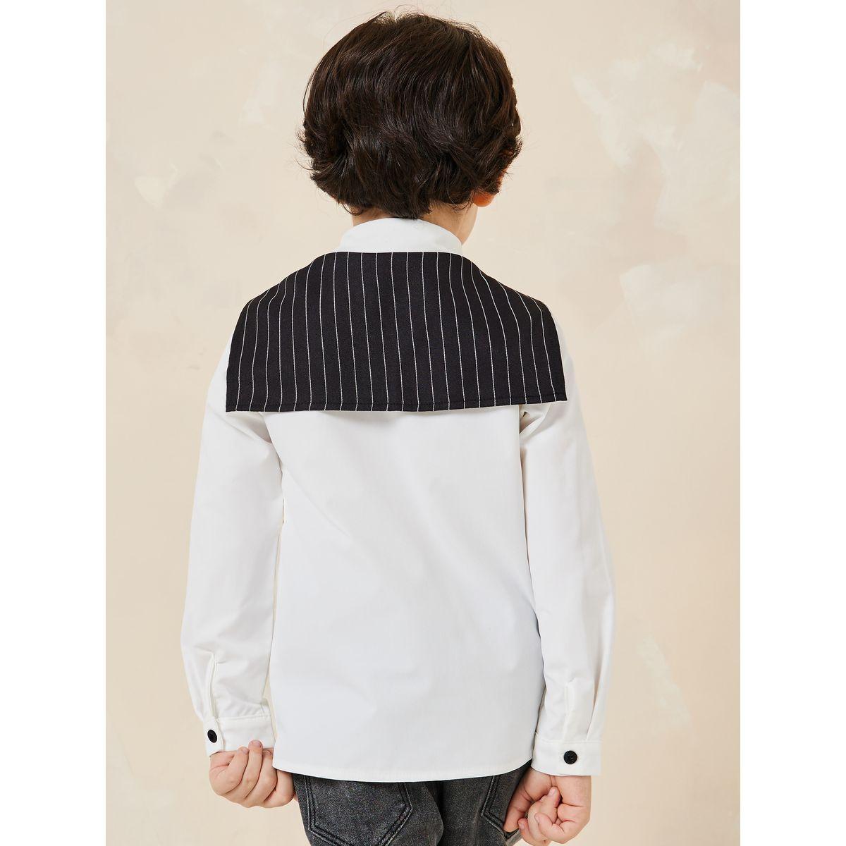 قميص سادة بأزرار غلق مع شال-boys-clothing-shirts-image-2