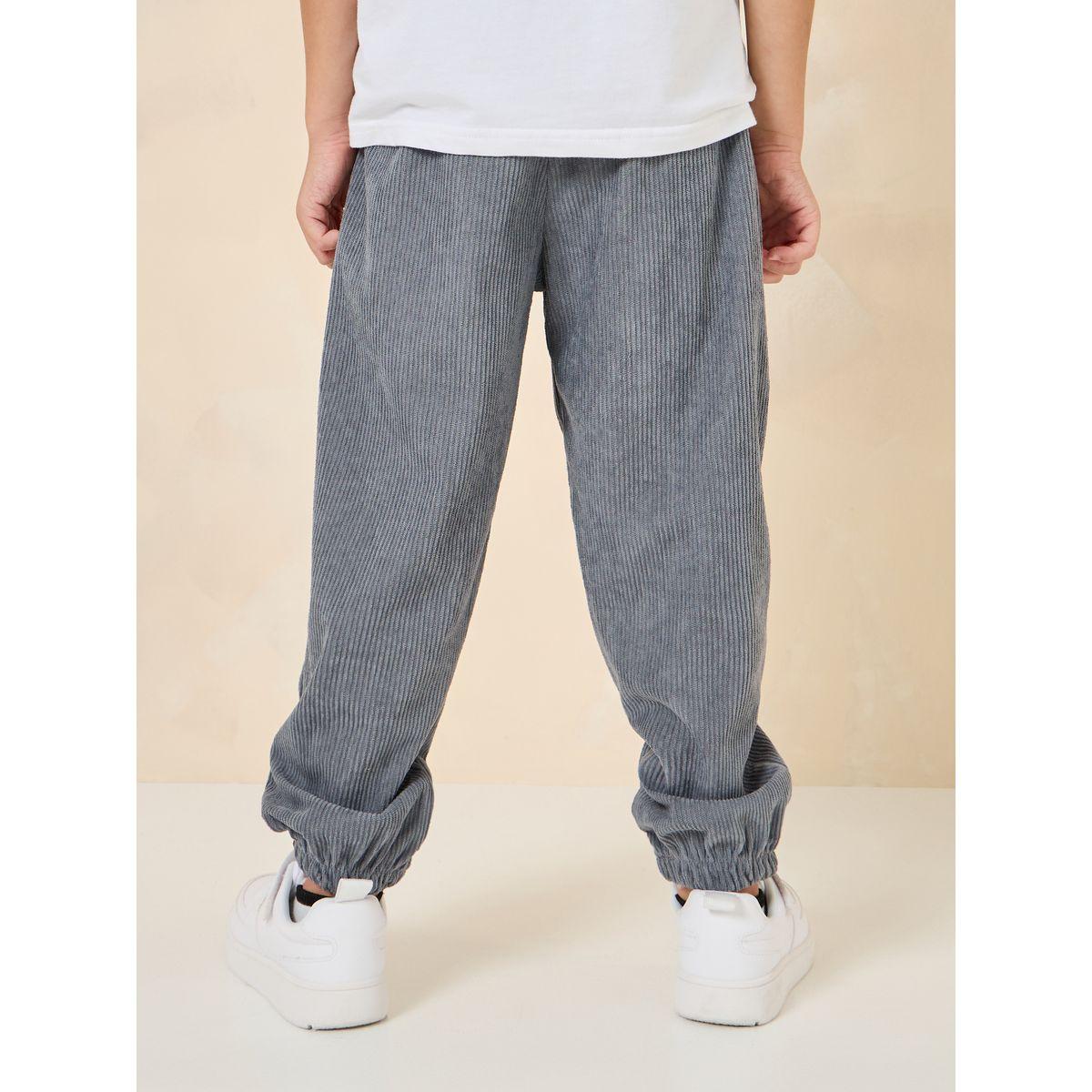 Styli Solid Textured Drawcord Closure Casual Pants-boys-clothing-bottoms-trousers-image-4