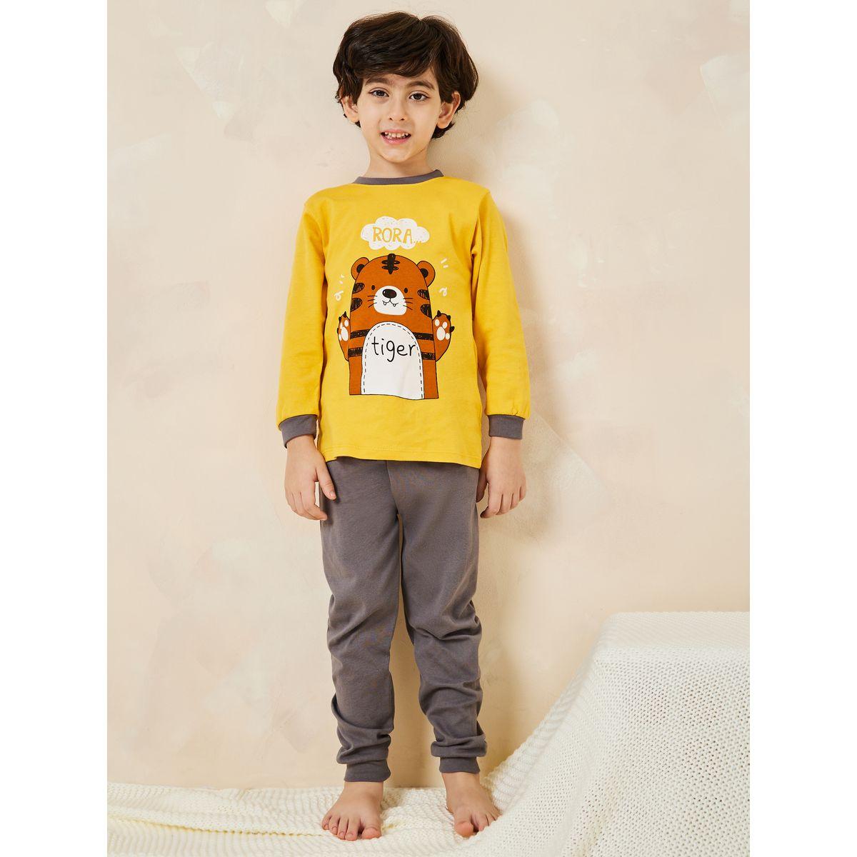 Styli Tiger Graphic T-Shirt & Pyjama Set-boys-clothing-nightwear-image-2