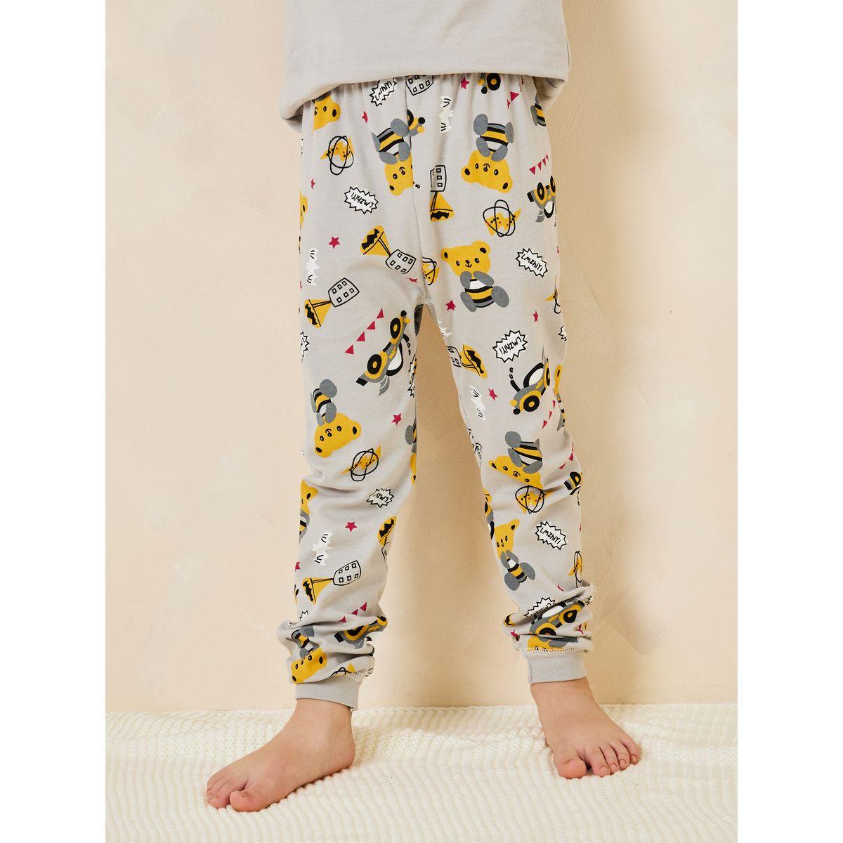 Styli Bear Car Graphic T-Shirt & Pyjama Set-boys-clothing-nightwear-image-3