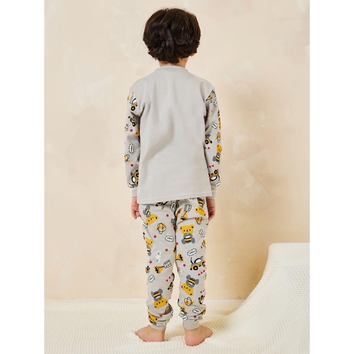 Styli Bear Car Graphic T-Shirt & Pyjama Set-boys-clothing-nightwear-image-5