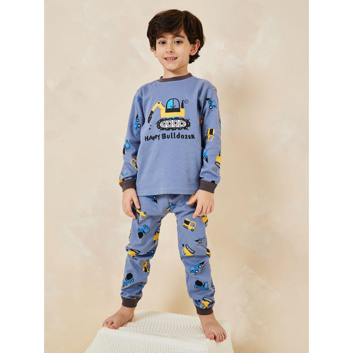 Styli Bulldozer Car Graphic T-Shirt & Pyjama Set-boys-clothing-nightwear-image-2