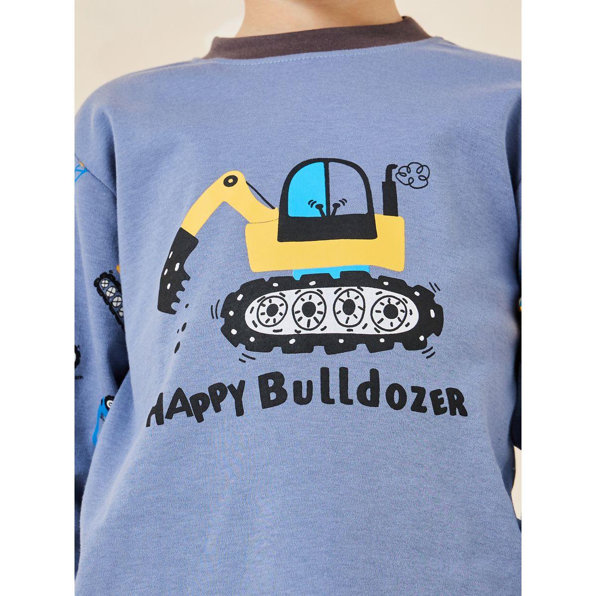 Styli Bulldozer Car Graphic T-Shirt & Pyjama Set-boys-clothing-nightwear-image-5
