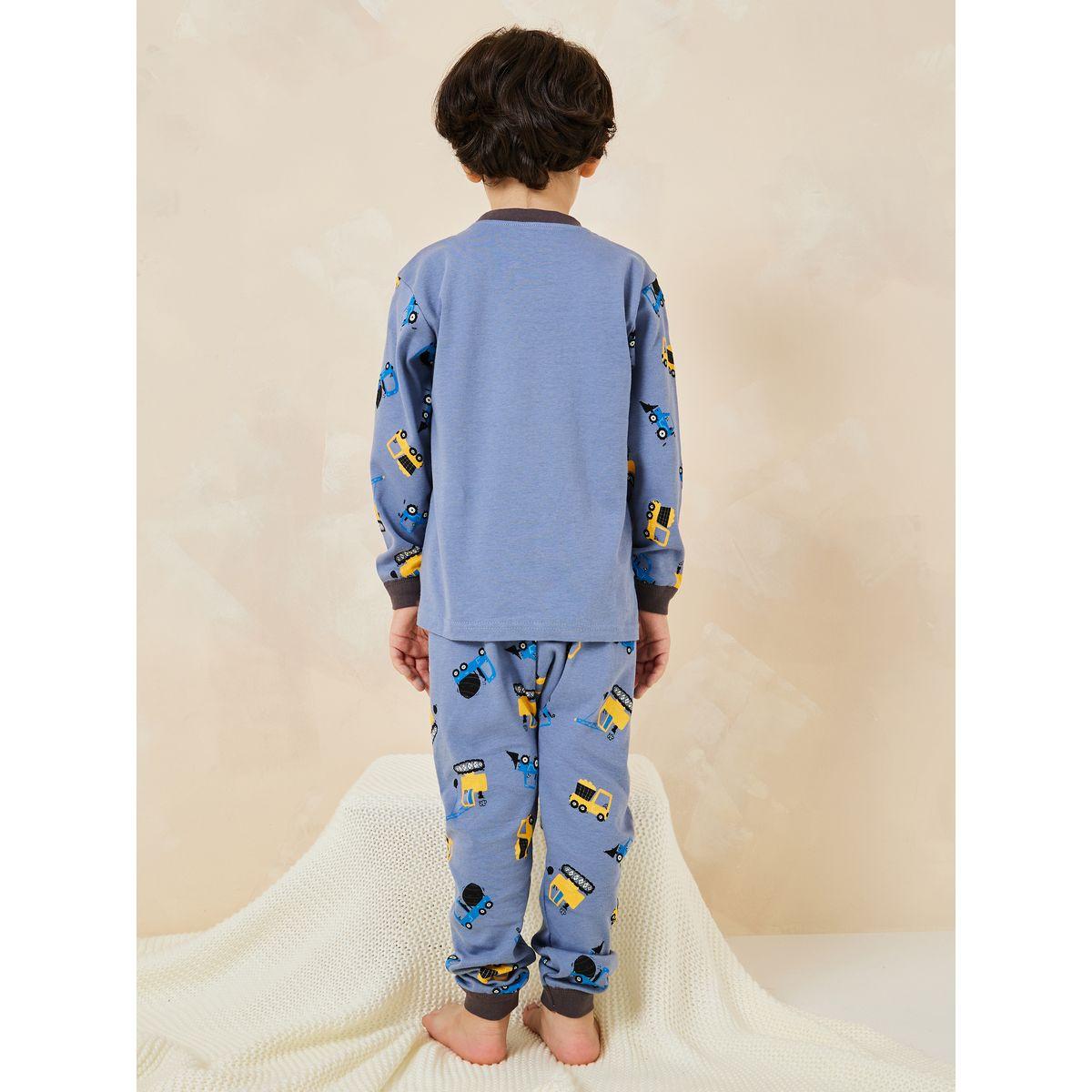 Styli Bulldozer Car Graphic T-Shirt & Pyjama Set-boys-clothing-nightwear-image-6