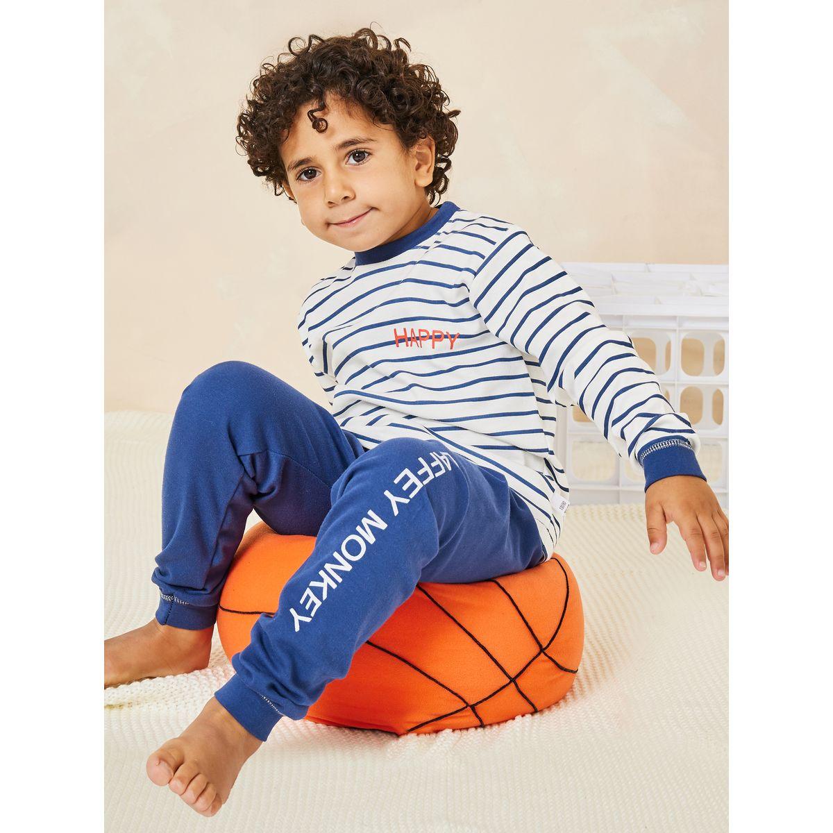 Styli Striped Top & Printed Pyjama Set-boys-clothing-nightwear-image-1