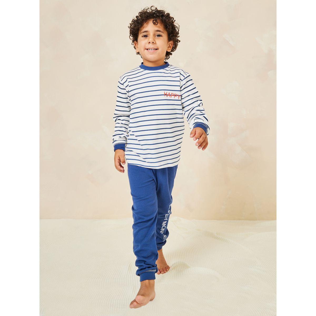 Styli Striped Top & Printed Pyjama Set-boys-clothing-nightwear-image-2