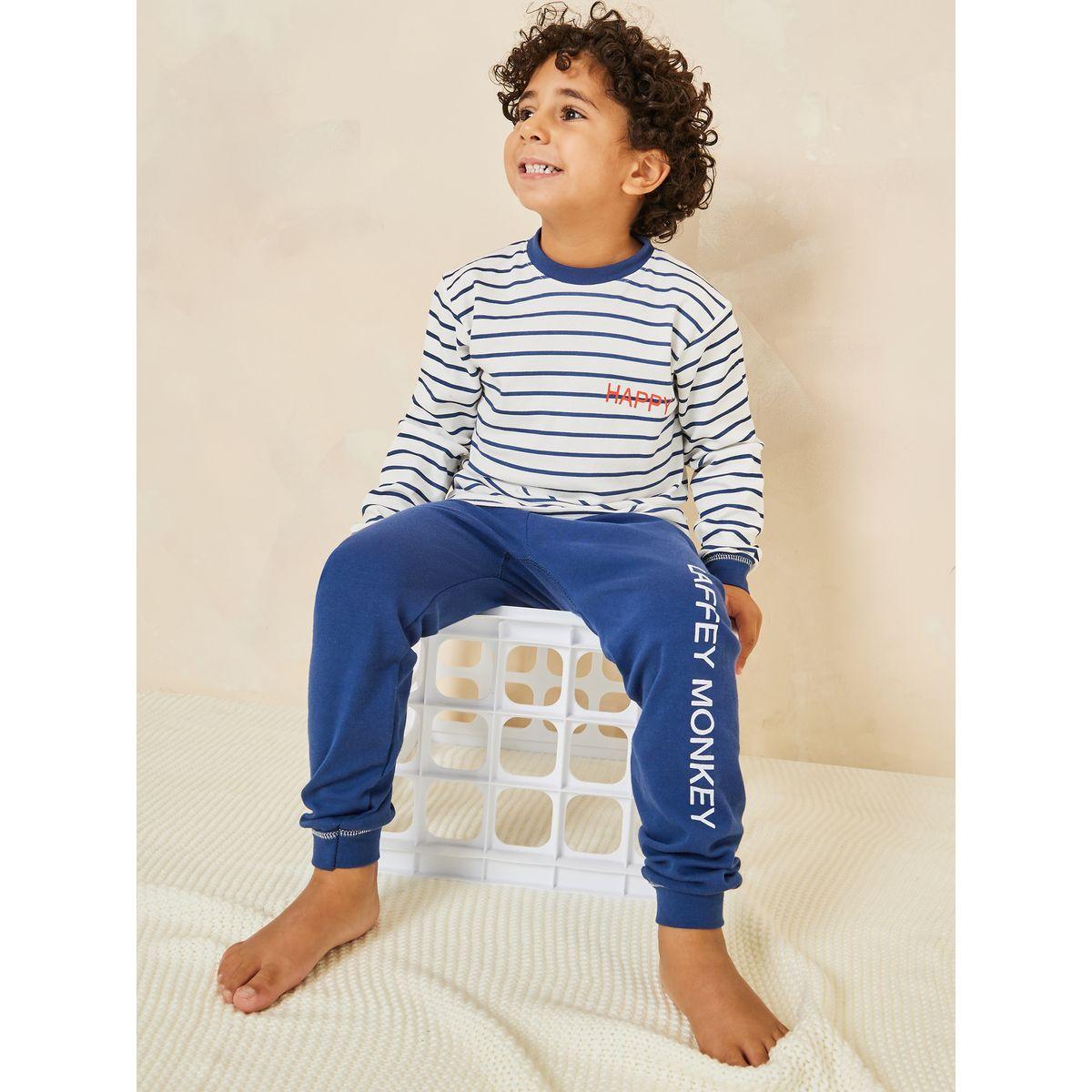 Styli Striped Top & Printed Pyjama Set-boys-clothing-nightwear-image-3
