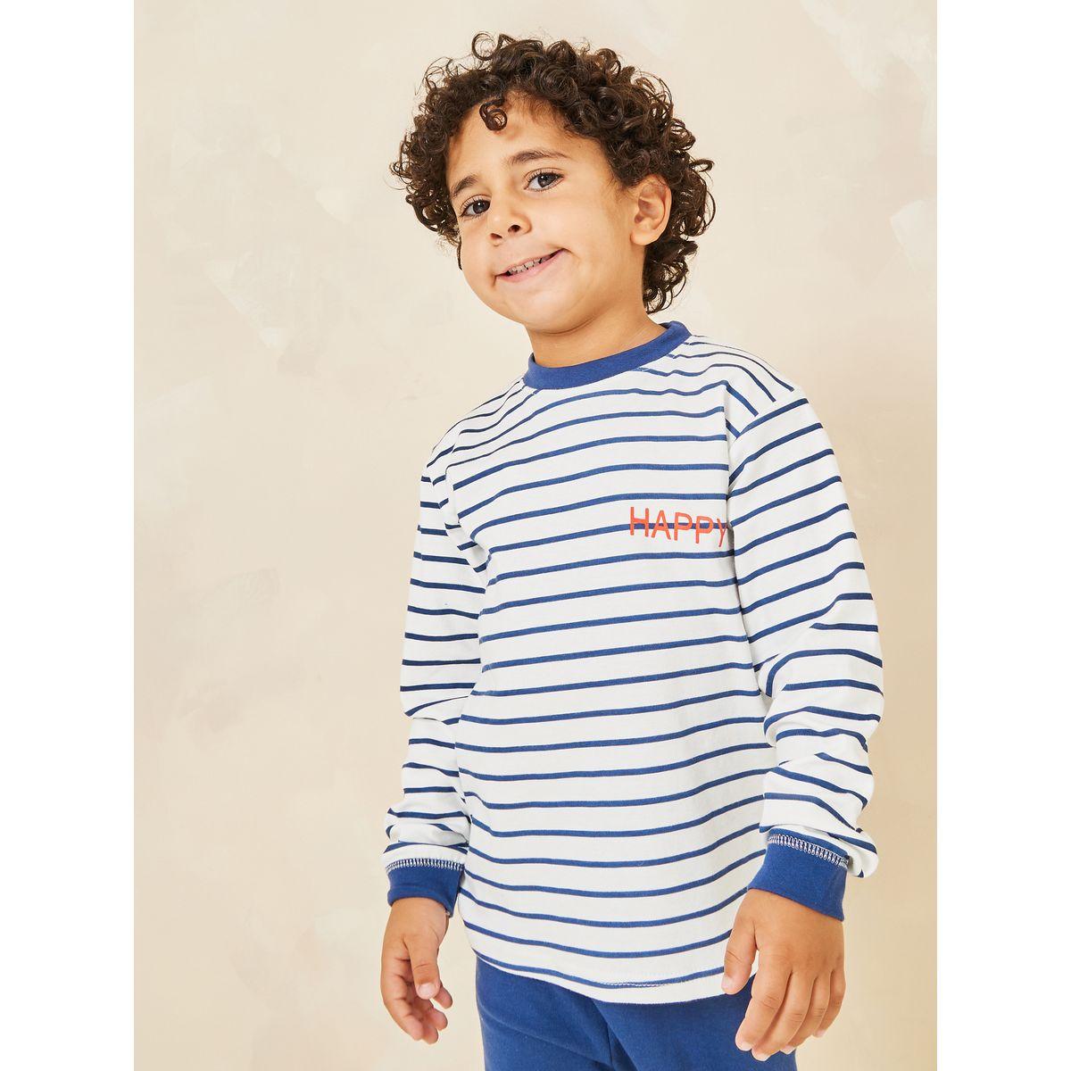 Styli Striped Top & Printed Pyjama Set-boys-clothing-nightwear-image-4