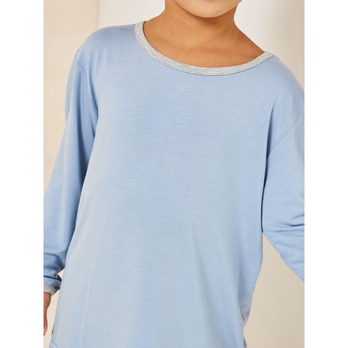 Styli Solid Round Neck Top & Pyjama Set-boys-clothing-nightwear-image-3