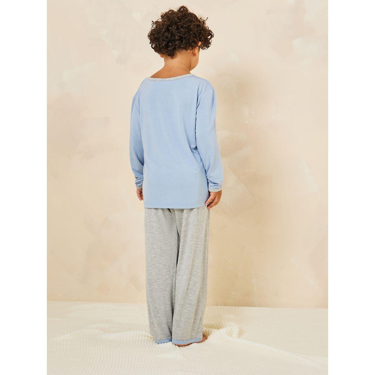 Styli Solid Round Neck Top & Pyjama Set-boys-clothing-nightwear-image-4