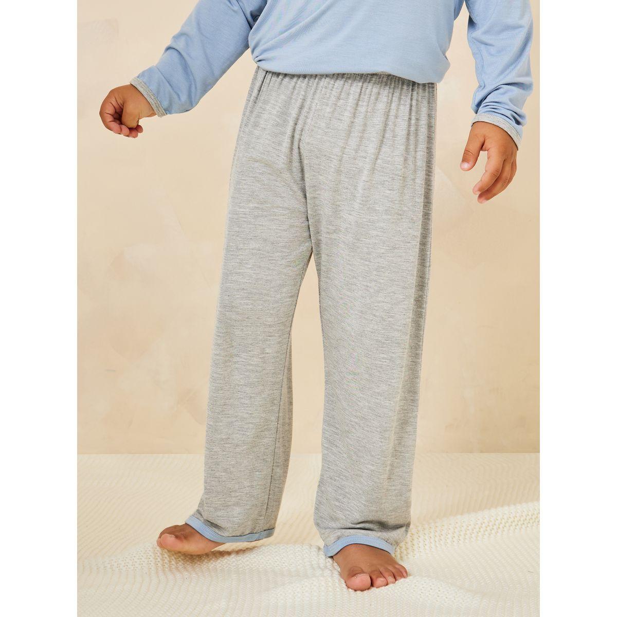 Styli Solid Round Neck Top & Pyjama Set-boys-clothing-nightwear-image-5