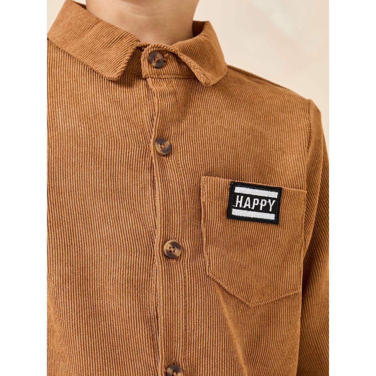 Styli Corduroy Shirt with Pocket Badge Detail-boys-clothing-shirts-image-3