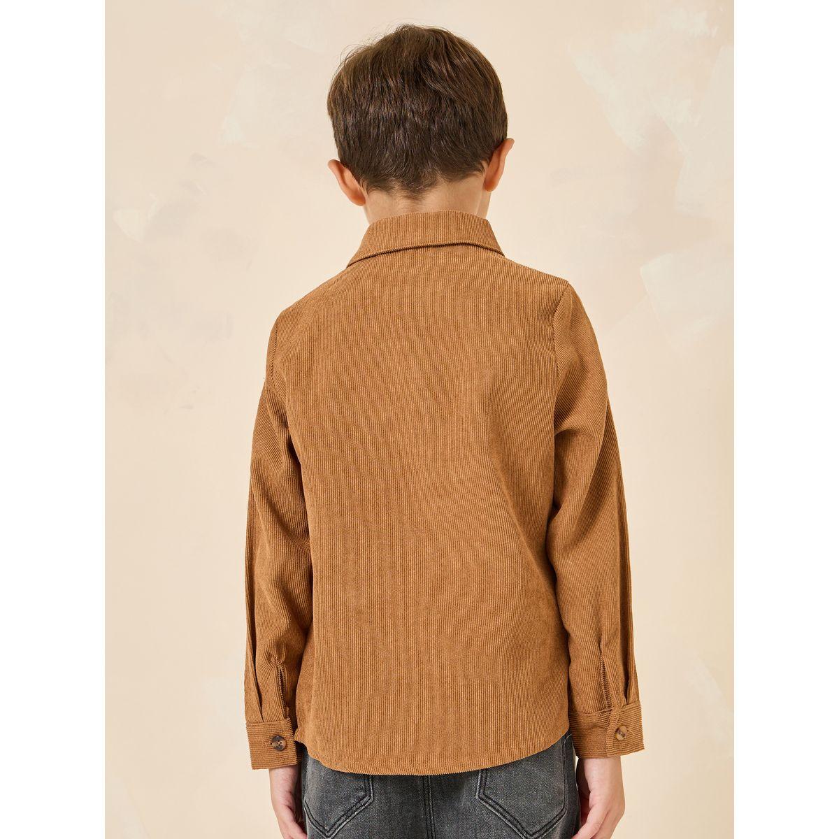 Styli Corduroy Shirt with Pocket Badge Detail-boys-clothing-shirts-image-4