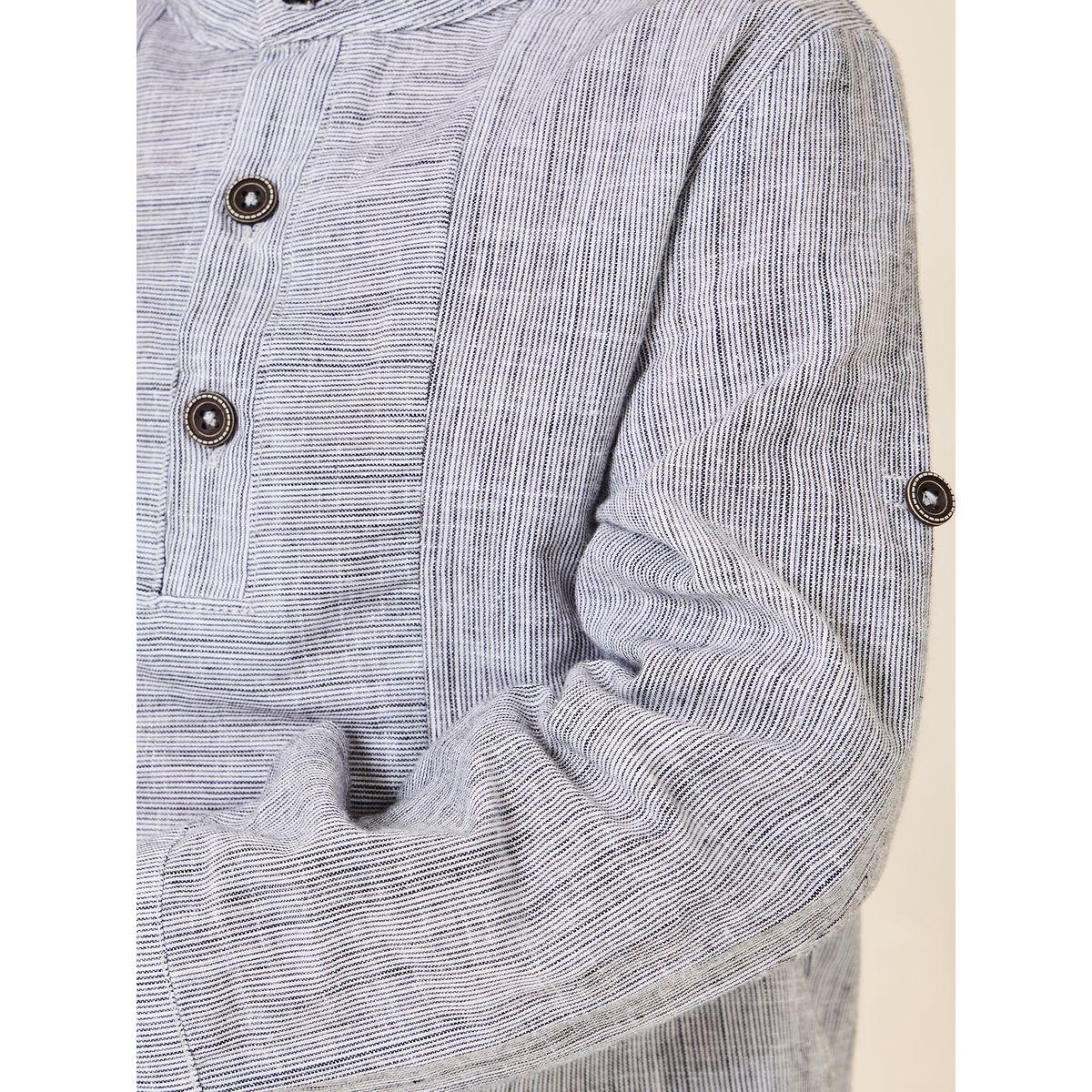 Styli Half Placket Button Long Sleeve Shirt-boys-clothing-shirts-image-3