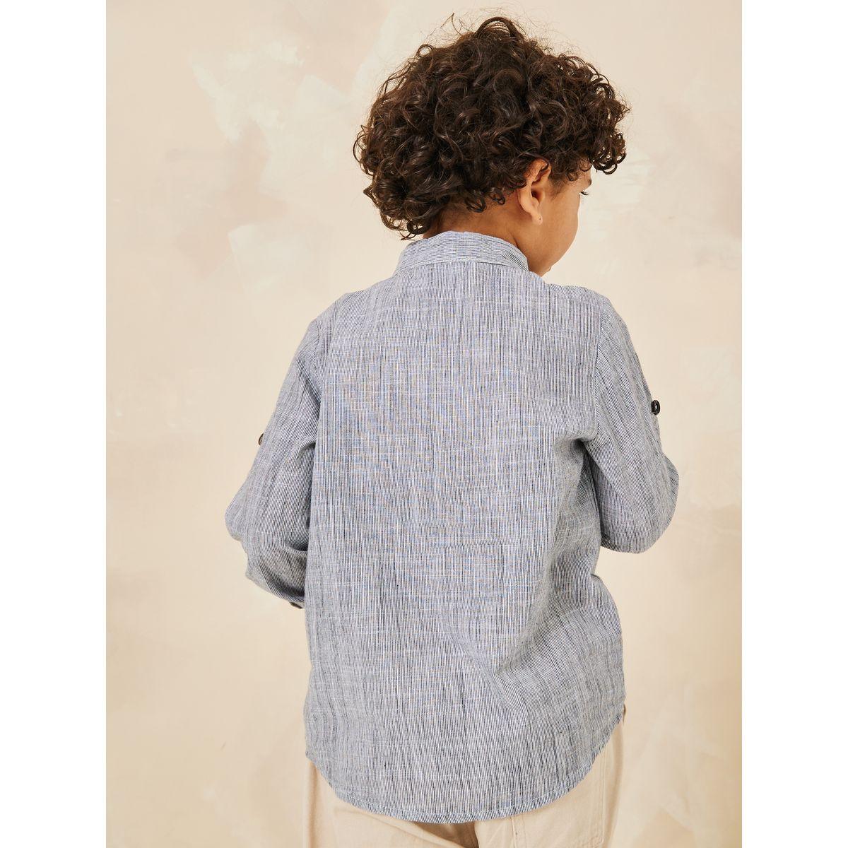 Styli Half Placket Button Long Sleeve Shirt-boys-clothing-shirts-image-4