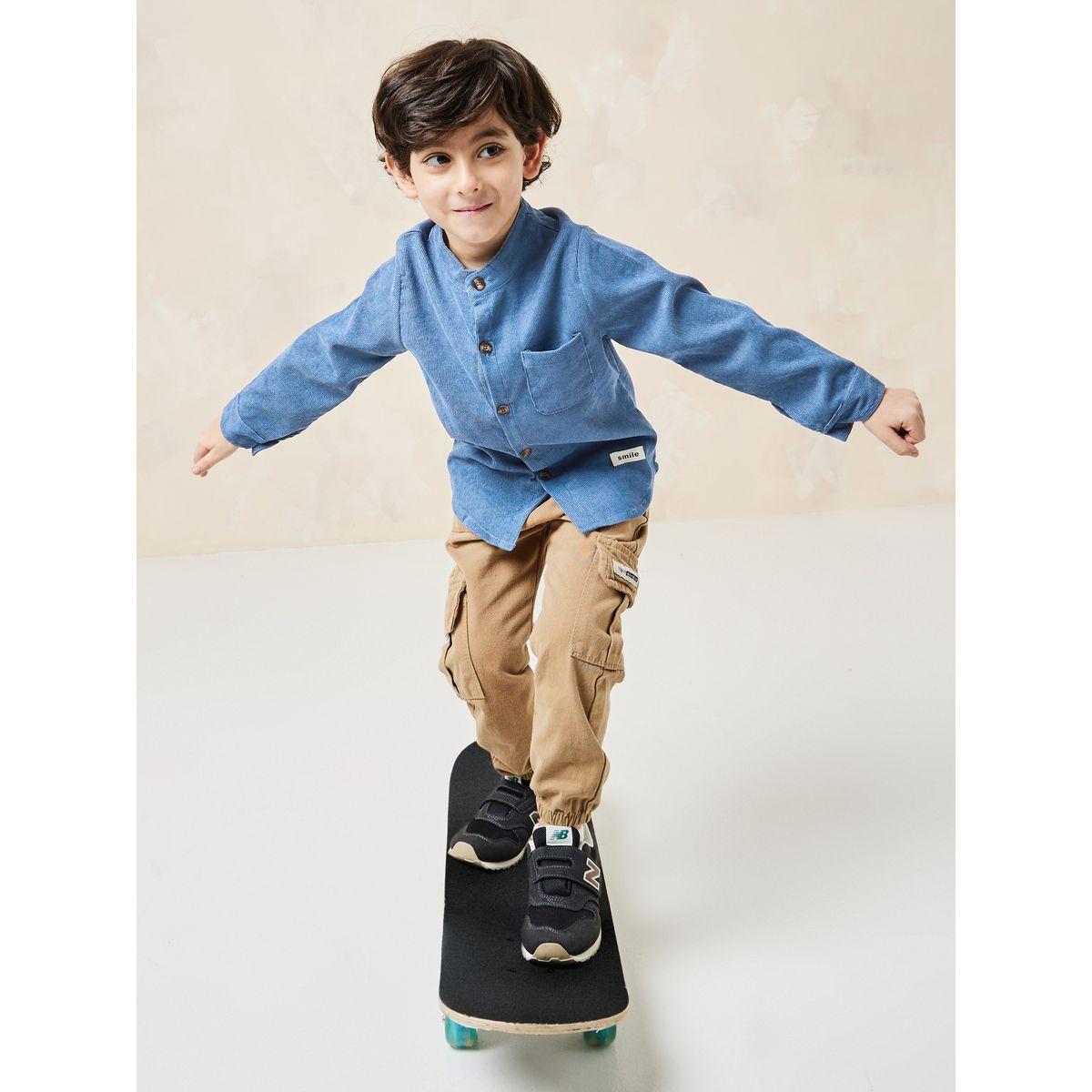 Styli Front Pocket Badge Detail Corduroy Shirt-boys-clothing-shirts-image-1