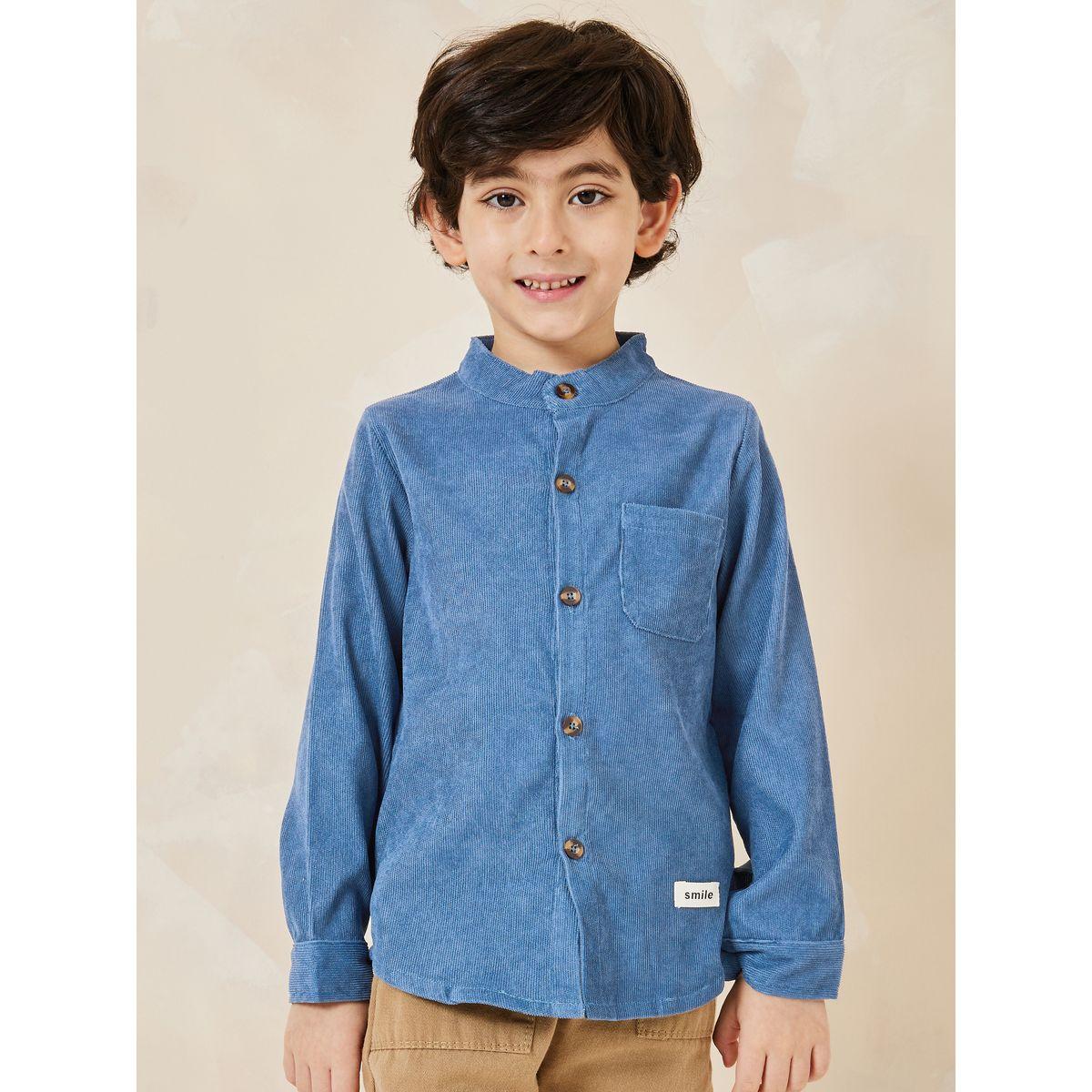Styli Front Pocket Badge Detail Corduroy Shirt-boys-clothing-shirts-image-2