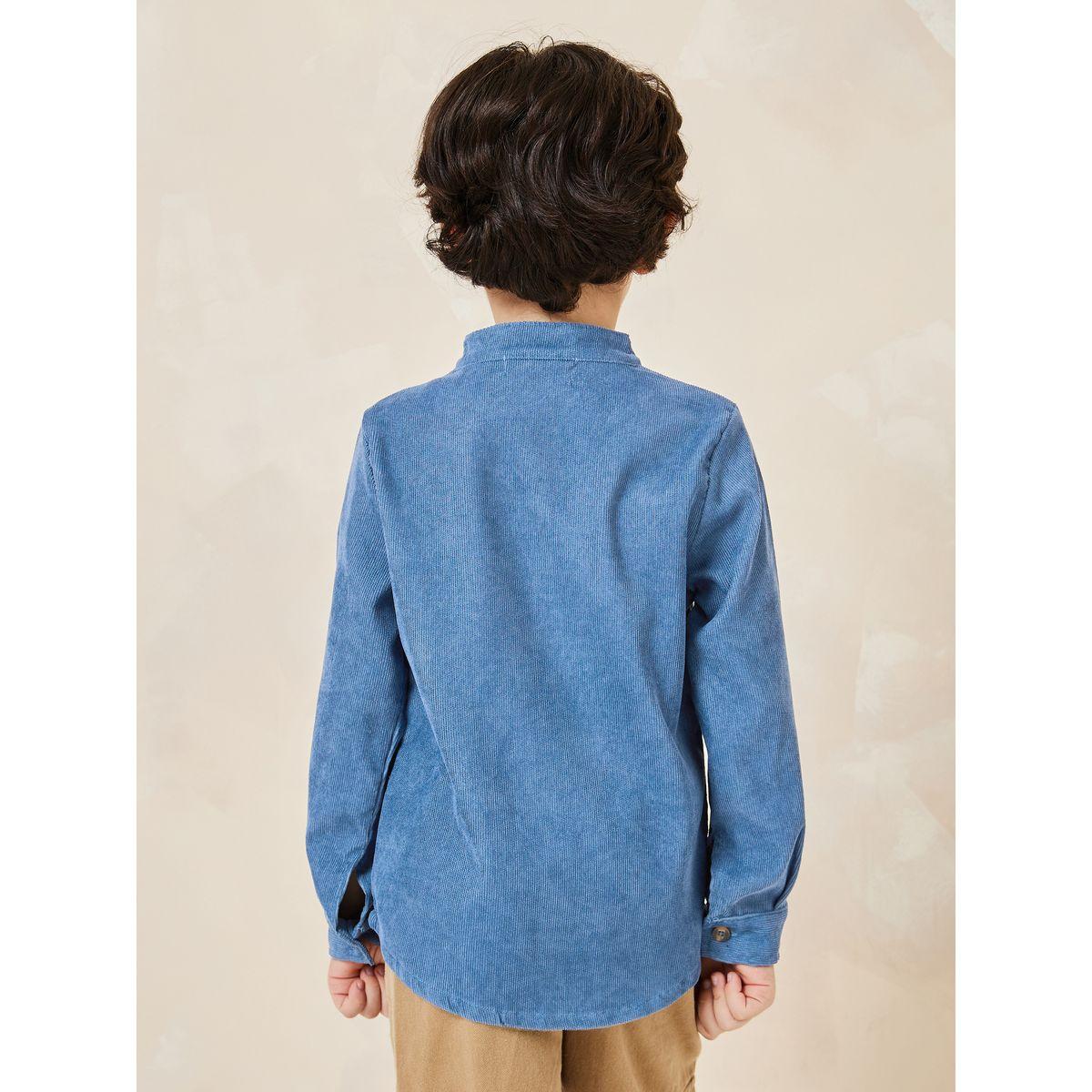 Styli Front Pocket Badge Detail Corduroy Shirt-boys-clothing-shirts-image-4