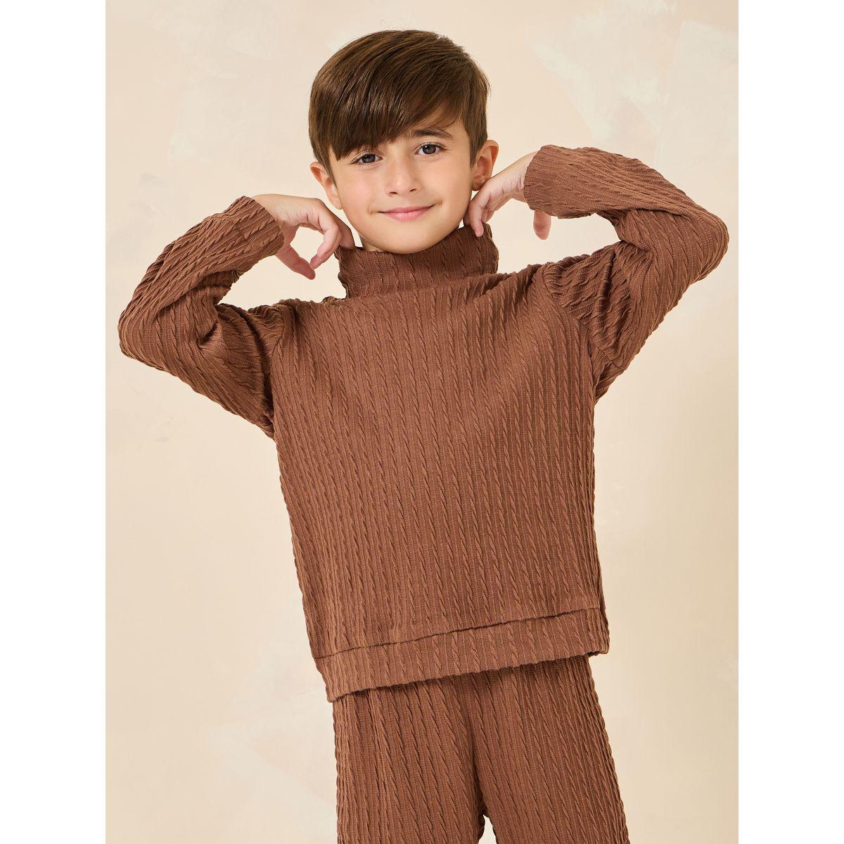 Styli Texture High Neck T-Shirt & Pants Set-boys-clothing-setsandcoords-image-2