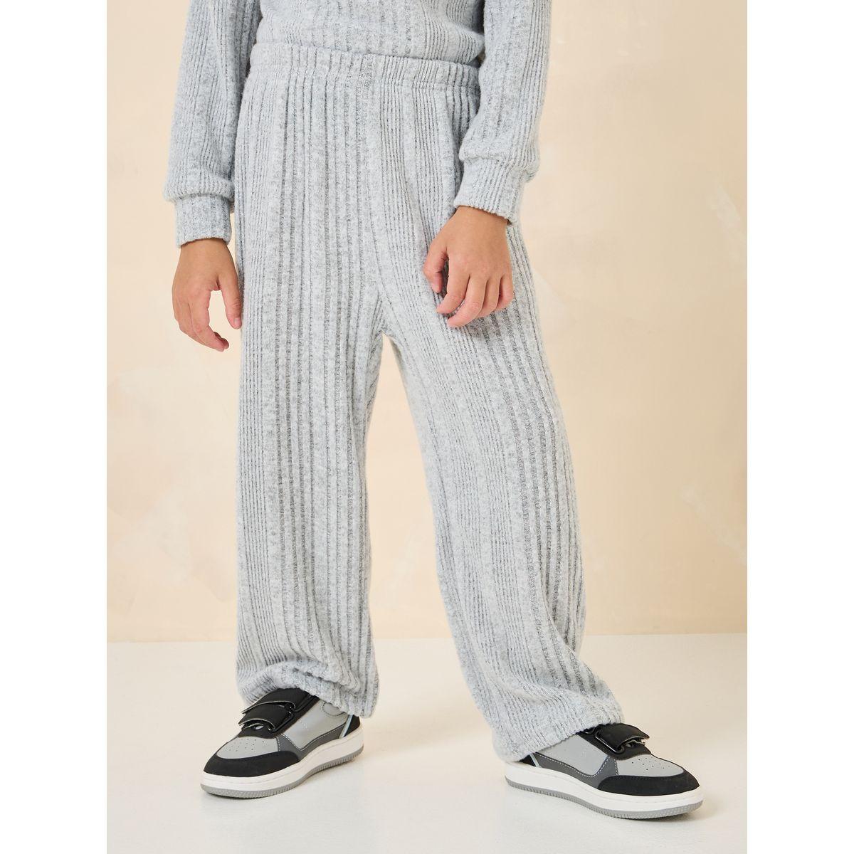 Styli Ribbed Knit High Neck Boxy Fit T-Shirt & Pants Set-boys-clothing-setsandcoords-image-3
