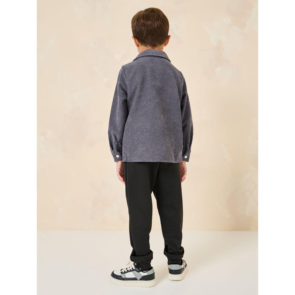 Styli Badge Detail Corduroy Shirt & Jogger Set-boys-clothing-setsandcoords-image-5