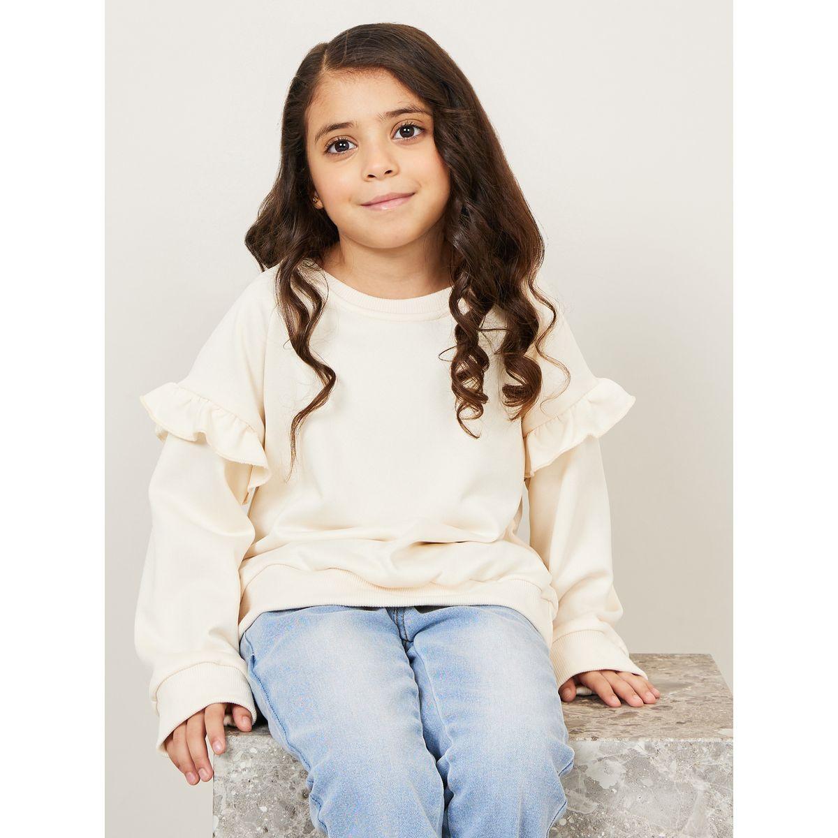 Styli Solid Ruffle Sleeve Sweatshirt-baby-girls-clothing-sweatshirts-image-1