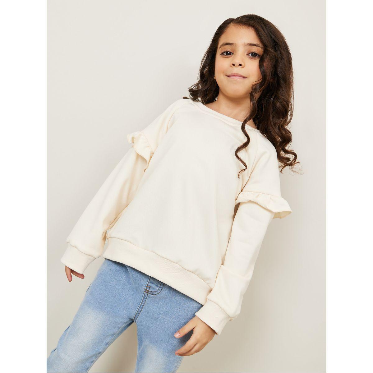 Styli Solid Ruffle Sleeve Sweatshirt-baby-girls-clothing-sweatshirts-image-3