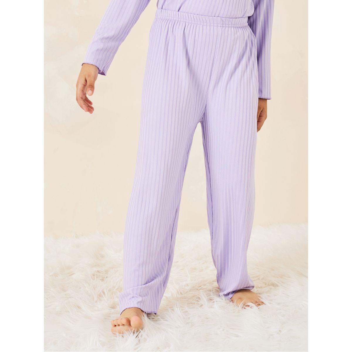 Styli Ruffle Detail Ribbed Top & Pyjama Set-girls-clothing-nightwear-image-4