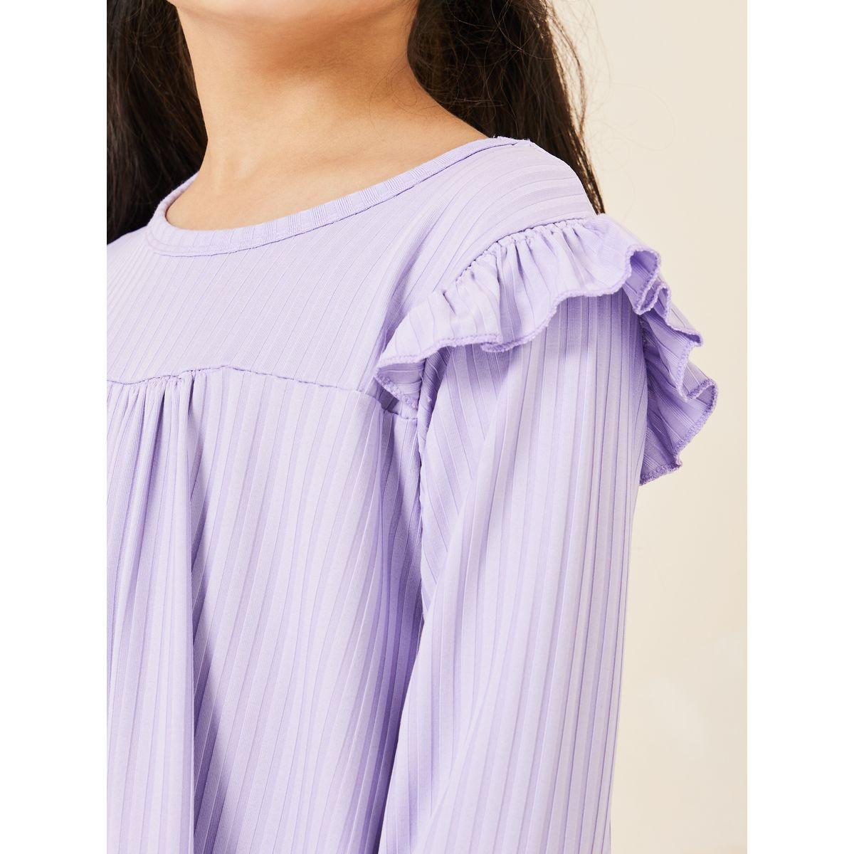 Styli Ruffle Detail Ribbed Top & Pyjama Set-girls-clothing-nightwear-image-5