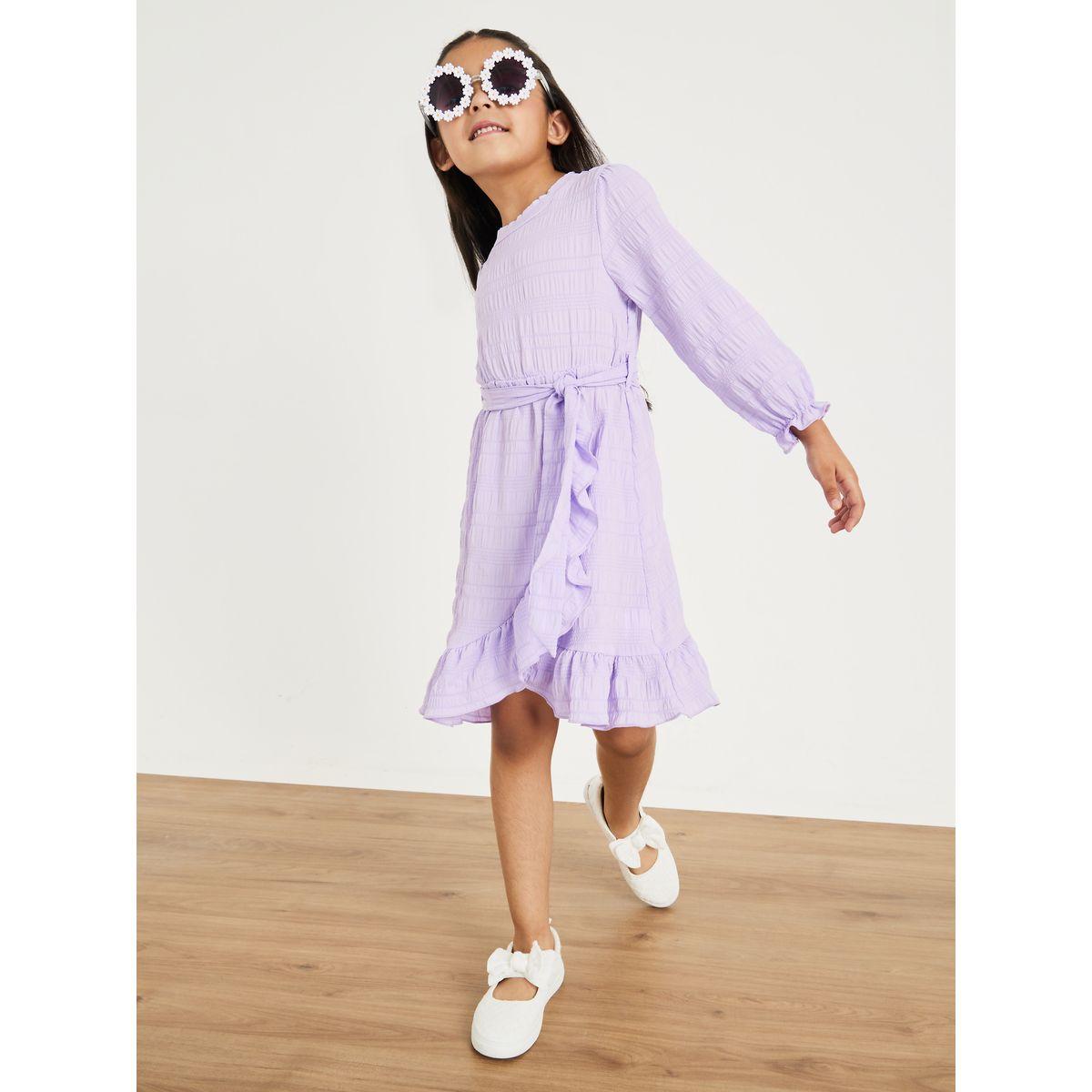 Styli Smocked Tie Around Detail Ruffle Hem Dress-girls-clothing-dressesandjumpsuits-image-2