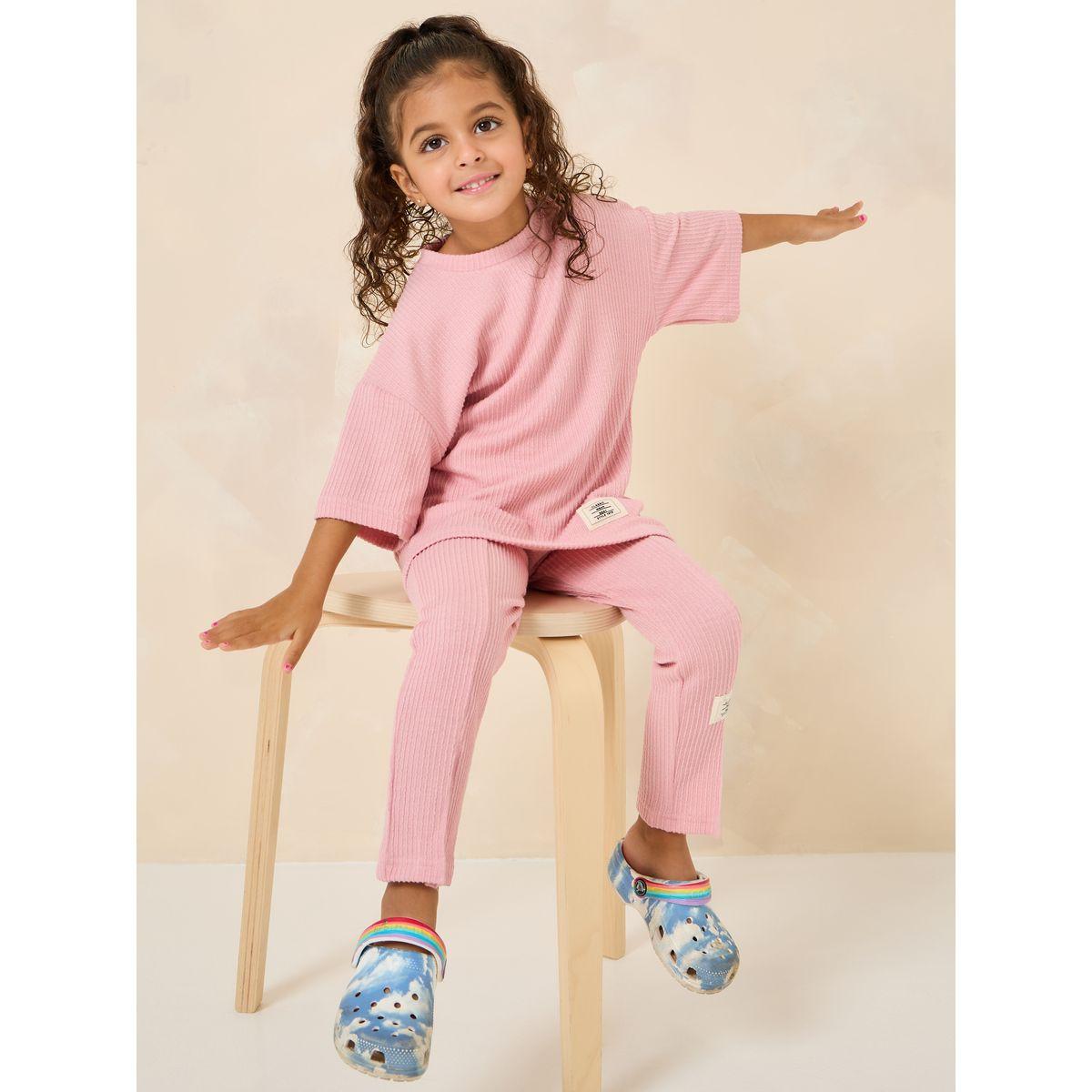 Styli Set of 2 -  Oversized Textured Rib T-Shirt & Pants-girls-clothing-setsandcoords-image-1