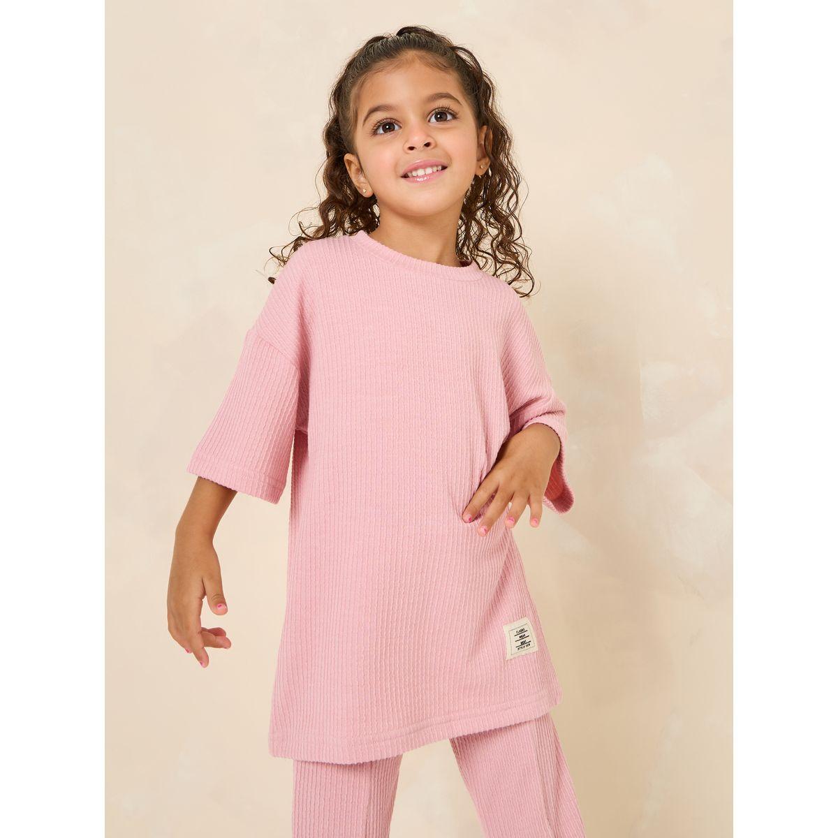 Styli Set of 2 -  Oversized Textured Rib T-Shirt & Pants-girls-clothing-setsandcoords-image-3