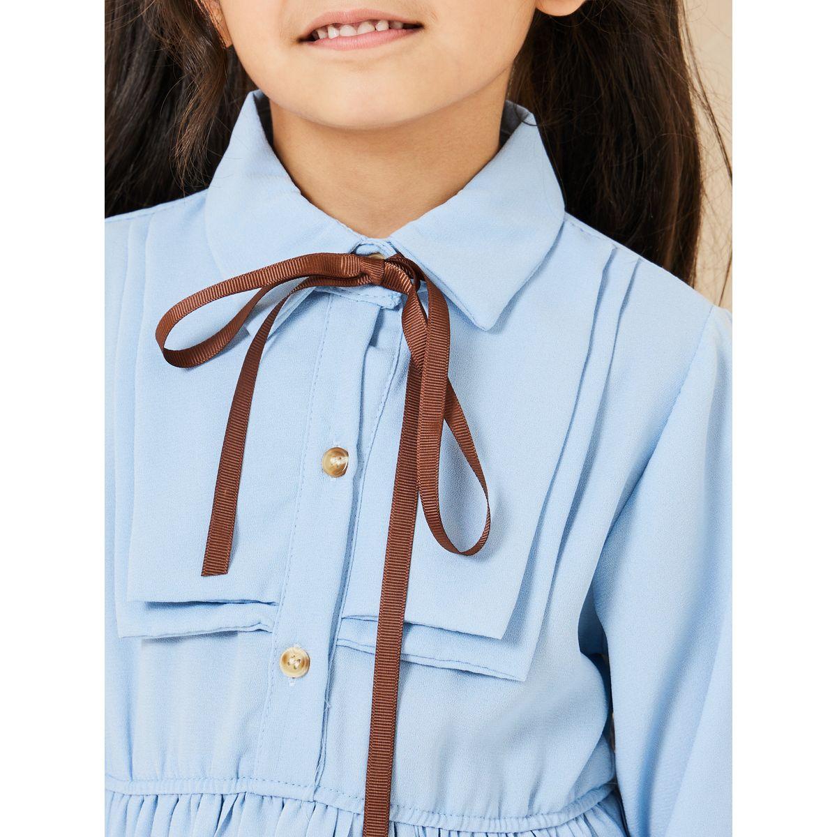 Styli Tie Bow Detail Pleated Hem Dress-girls-clothing-dressesandjumpsuits-image-3