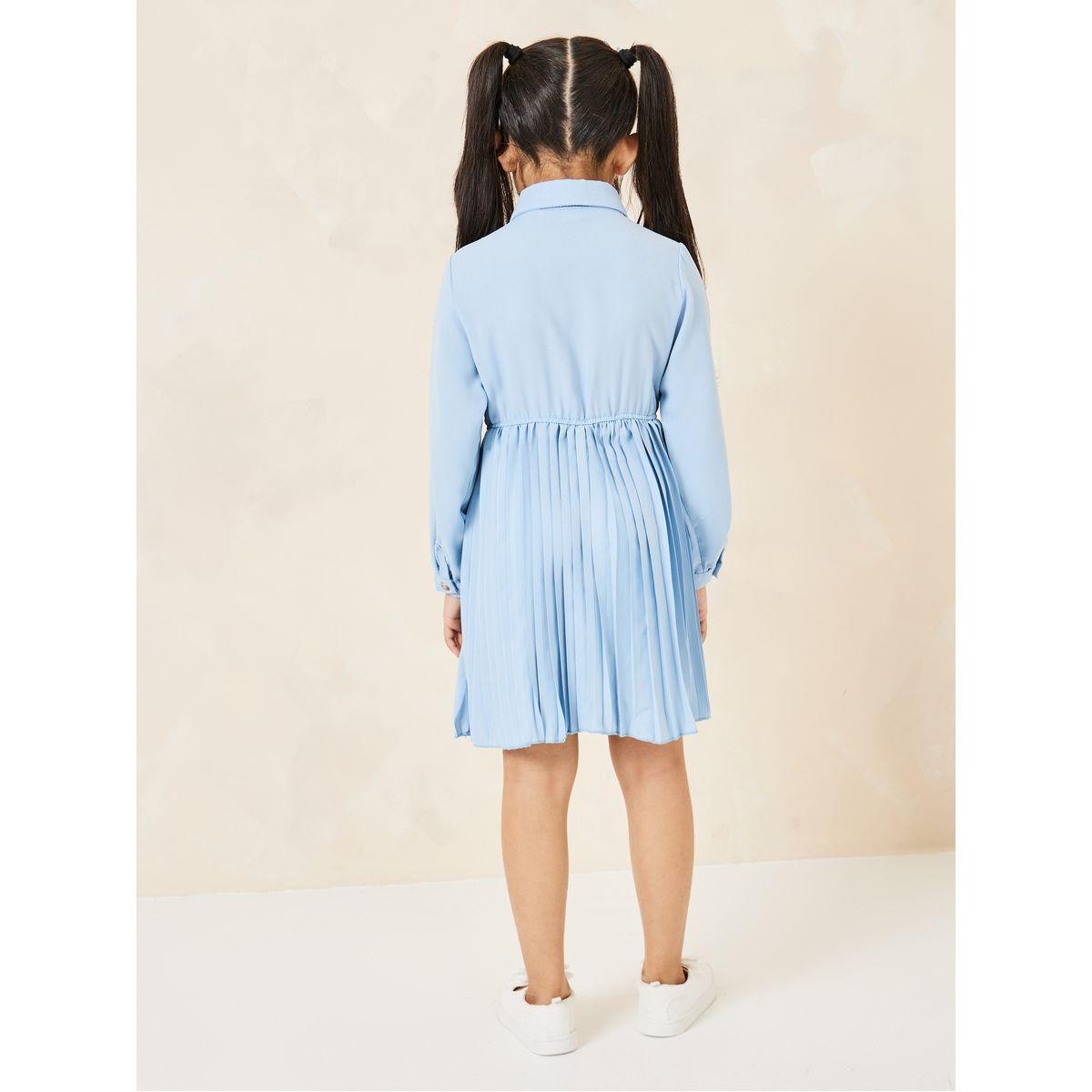 Styli Tie Bow Detail Pleated Hem Dress-girls-clothing-dressesandjumpsuits-image-4