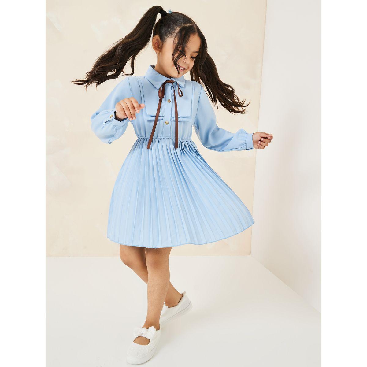 فستان مزين بكسرات وربطة فيونكة-girls-clothing-dressesandjumpsuits-image-5