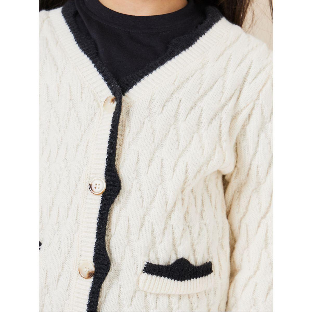 Styli Solid Cable Knit Contrast Trim Cardigan-girls-clothing-winterwear-jumpersandcardigans-image-3