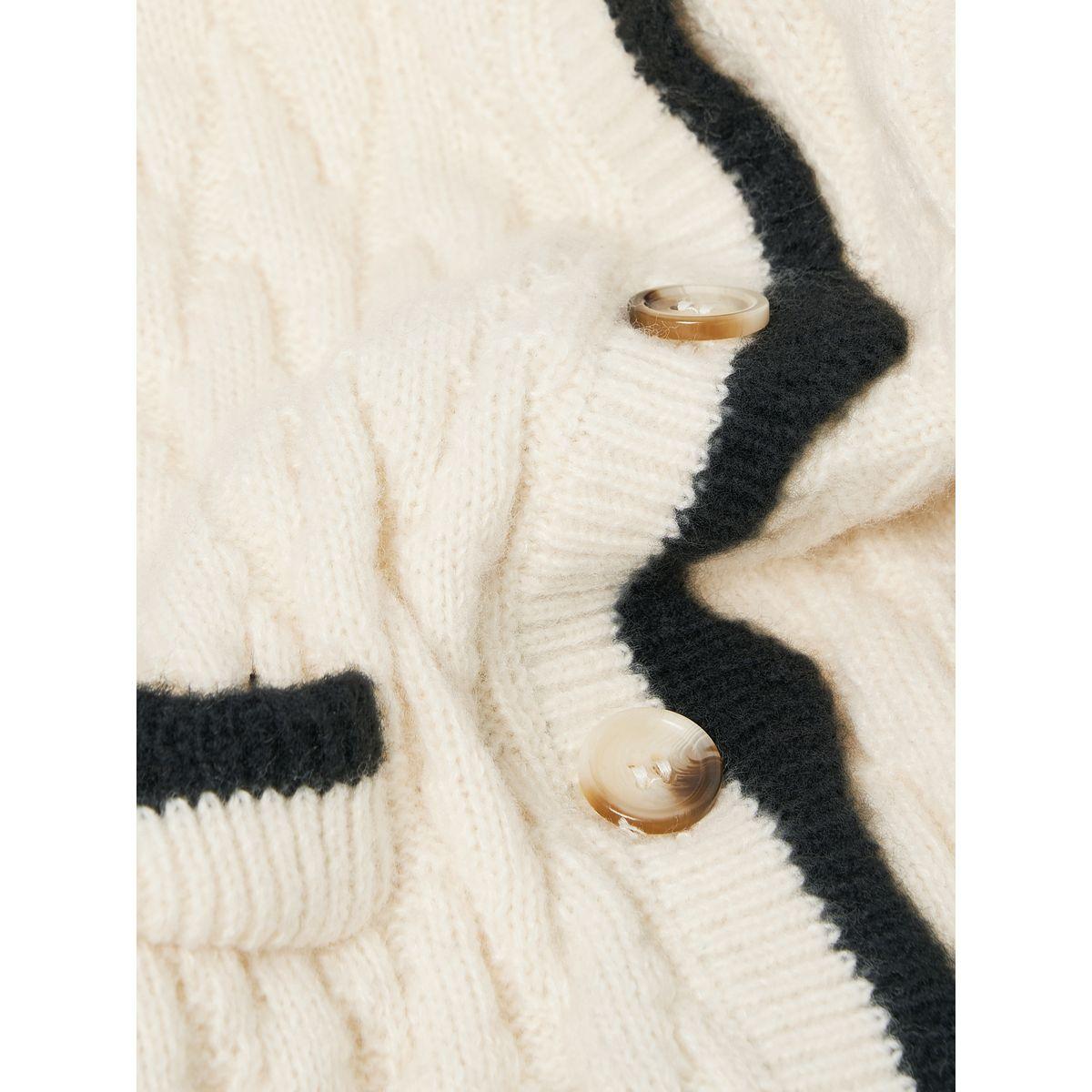 Styli Solid Cable Knit Contrast Trim Cardigan-girls-clothing-winterwear-jumpersandcardigans-image-5