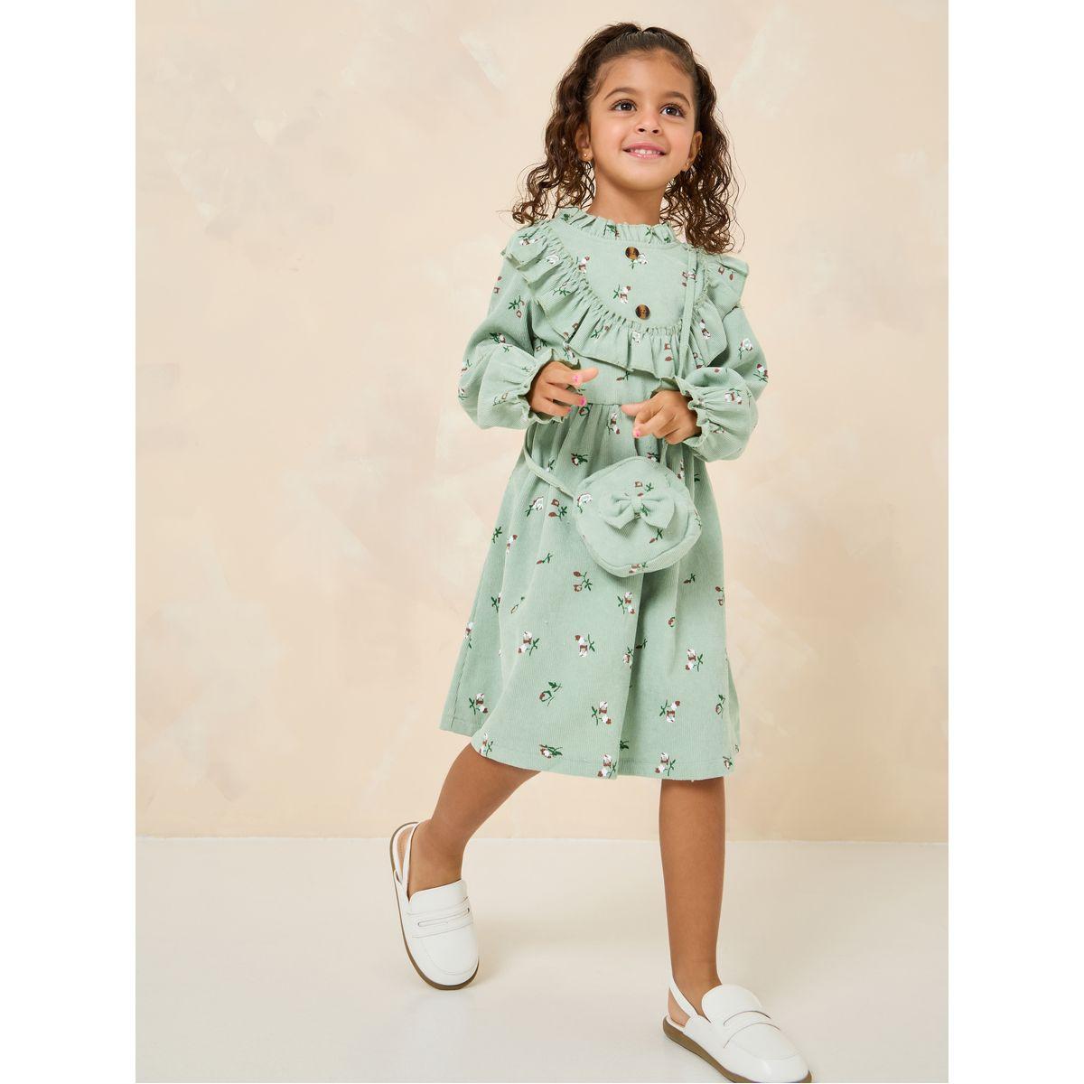 فستان بتفاصيل كشكش مع شنطة-girls-clothing-dressesandjumpsuits-image-1